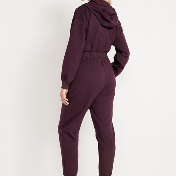 NWT Old Navy 3X Plus Size Boxwood Plum Dynamic Fleece Hooded Jumpsuit - Picture 4 of 7